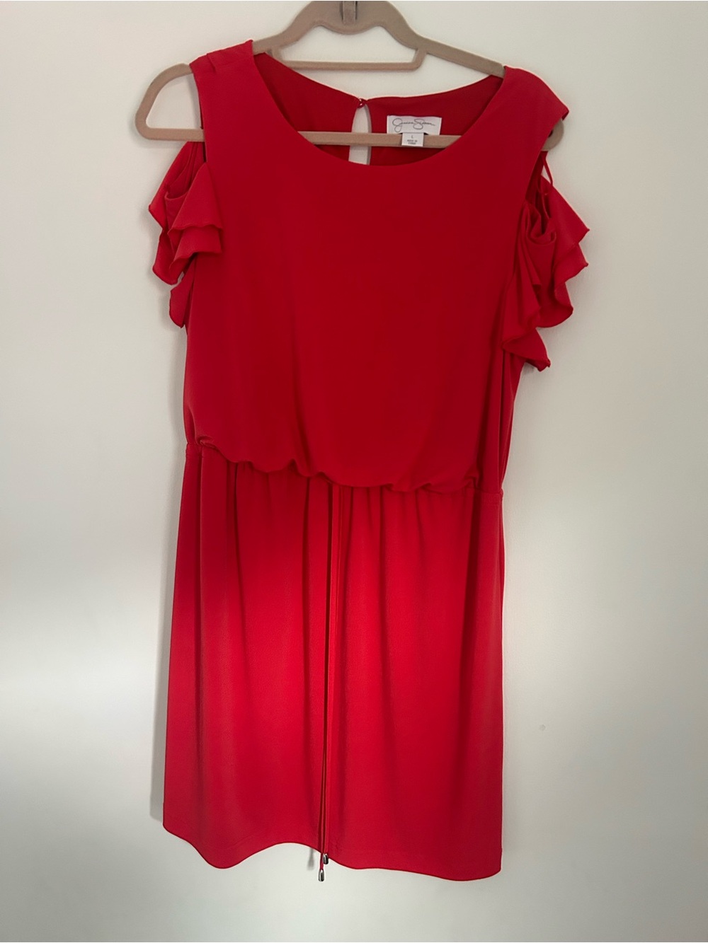 Jessica Simpson Red Cold-Shoulder Midi Dress